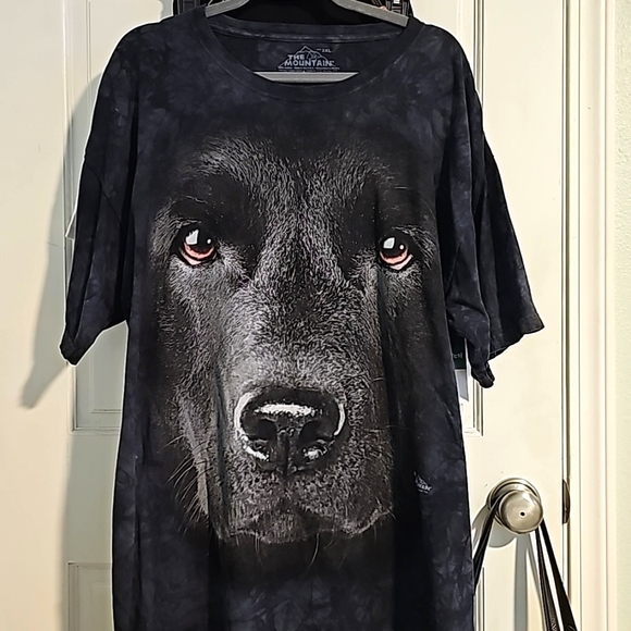 THE MOUNTAIN UNISEX LABRADOR DOG T-SHIRT IN GRAPHIC TIE DYE PRINT BLACK Sz XXL - Picture 11 of 12
